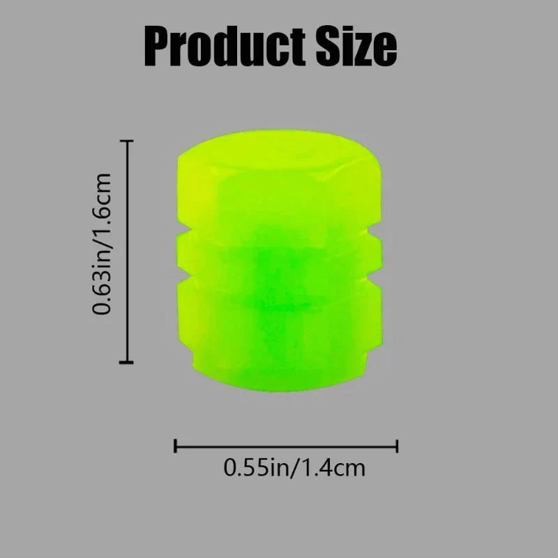 20-Pack Neon Green Glow Tire Valve Caps – No Battery Needed, Universal Fit - Image 3