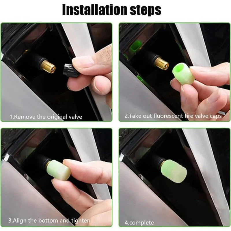 20-Pack Neon Green Glow Tire Valve Caps – No Battery Needed, Universal Fit - Image 4