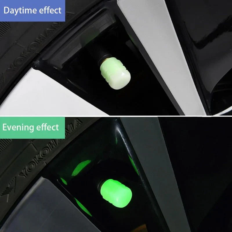 20-Pack Neon Green Glow Tire Valve Caps – No Battery Needed, Universal Fit - Image 5