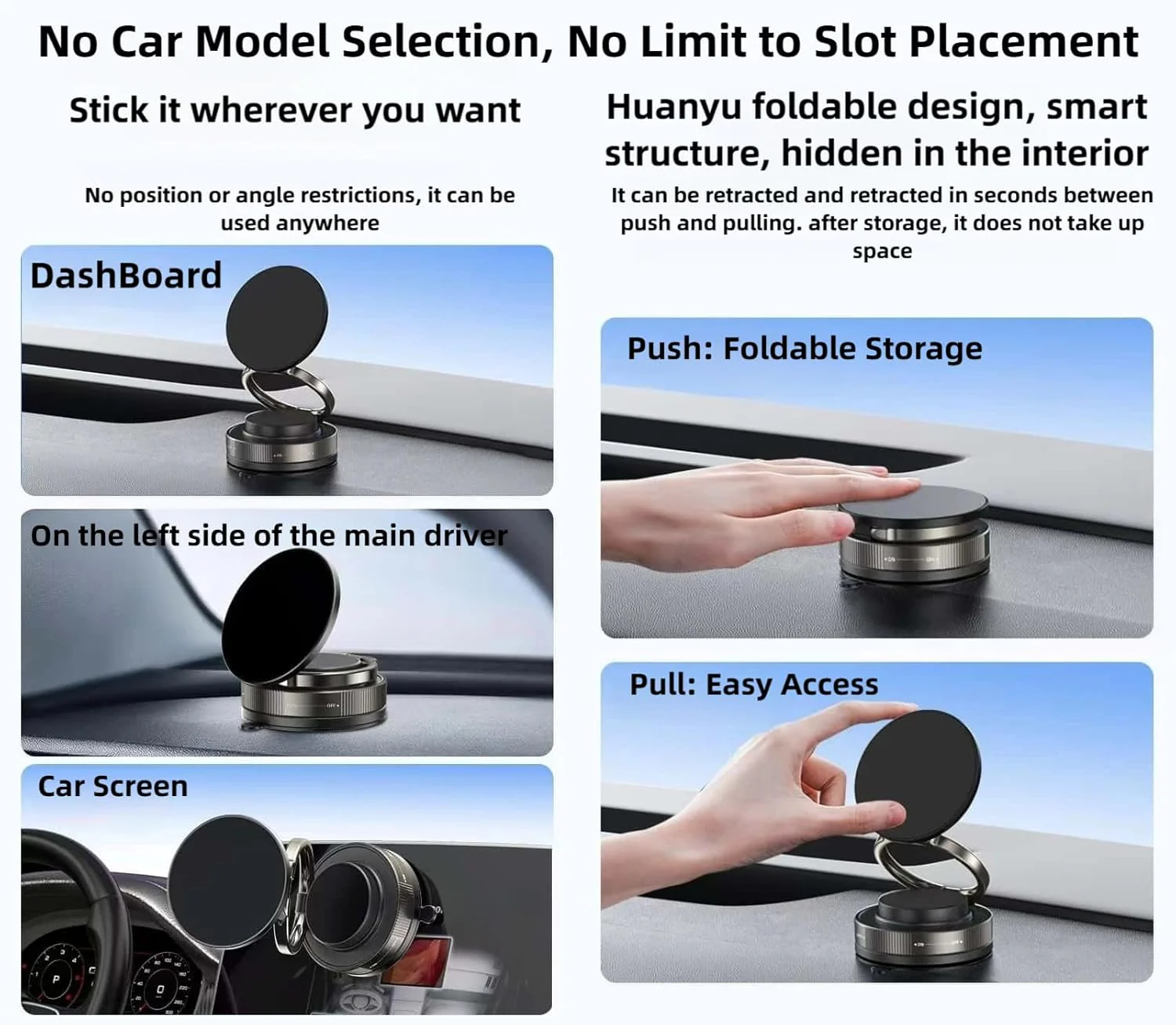360° Magnetic Suction Phone Mount – Foldable Dual-Axis Stand for Car, Desk & Travel - Image 3