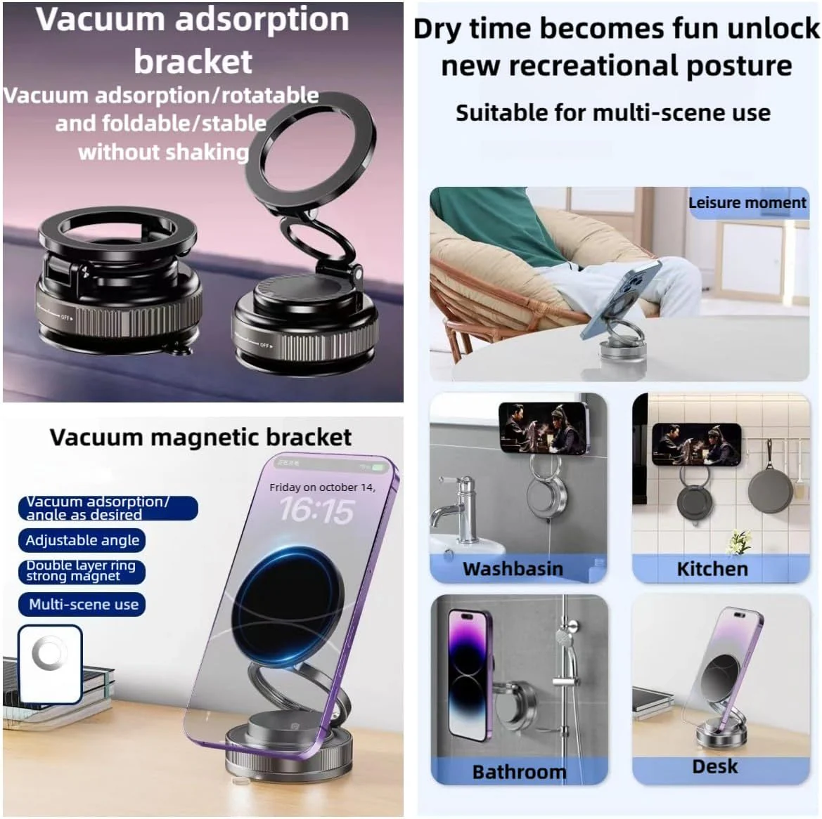 360° Magnetic Suction Phone Mount – Foldable Dual-Axis Stand for Car, Desk & Travel - Image 4