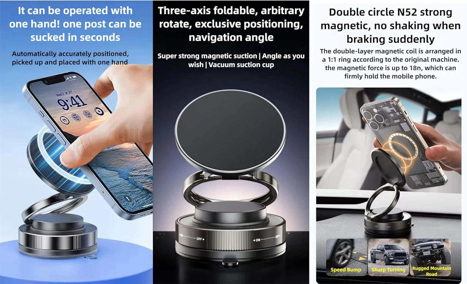 360° Magnetic Suction Phone Mount – Foldable Dual-Axis Stand for Car, Desk & Travel - Image 5