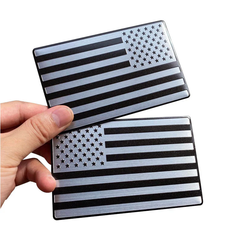 3D Blackout Aluminum American Flag Emblem Pair – Weatherproof Adhesive Badges - Image 7