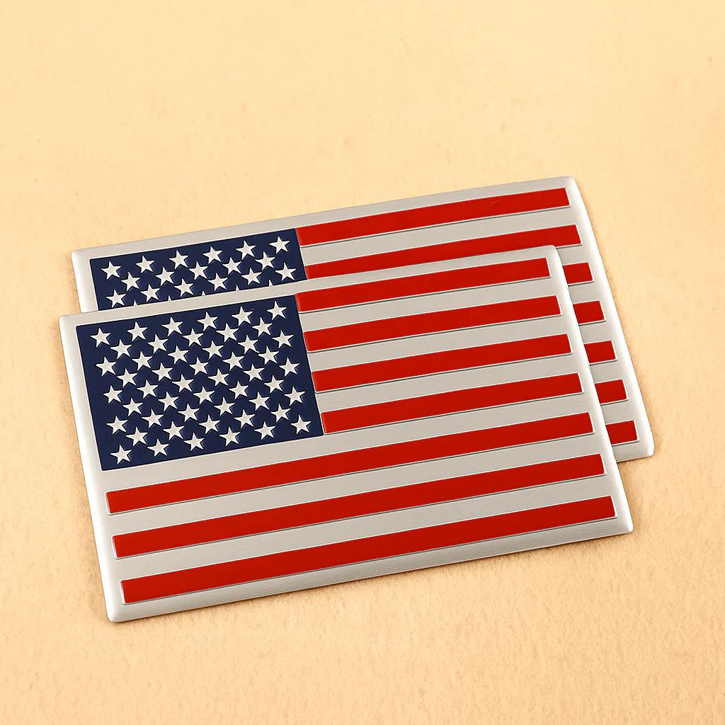 3D Blackout Aluminum American Flag Emblem Pair – Weatherproof Adhesive Badges - Image 8