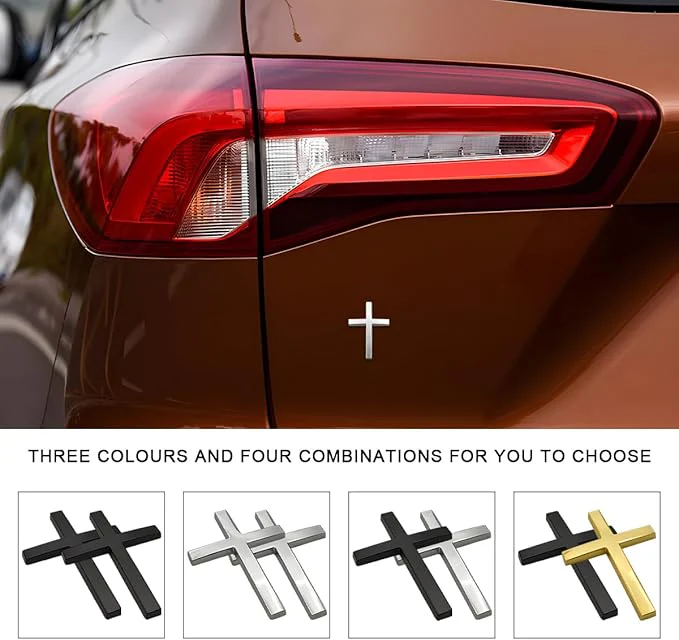 3D Metal Cross Car Sticker - Image 2