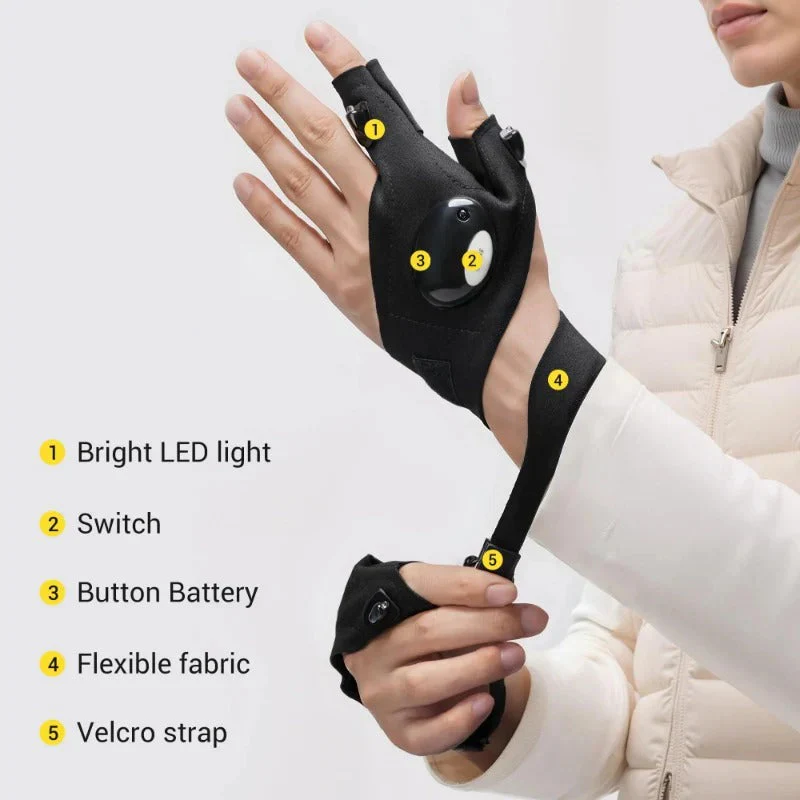 Hands-Free LED Flashlight Waterproof Gloves - Image 12