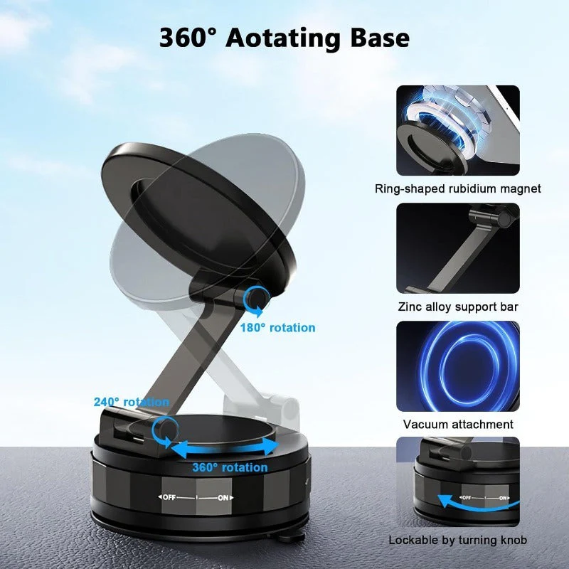 Magnetic Suction Mount – Foldable 360° Phone Holder with Vacuum Lock - Image 3