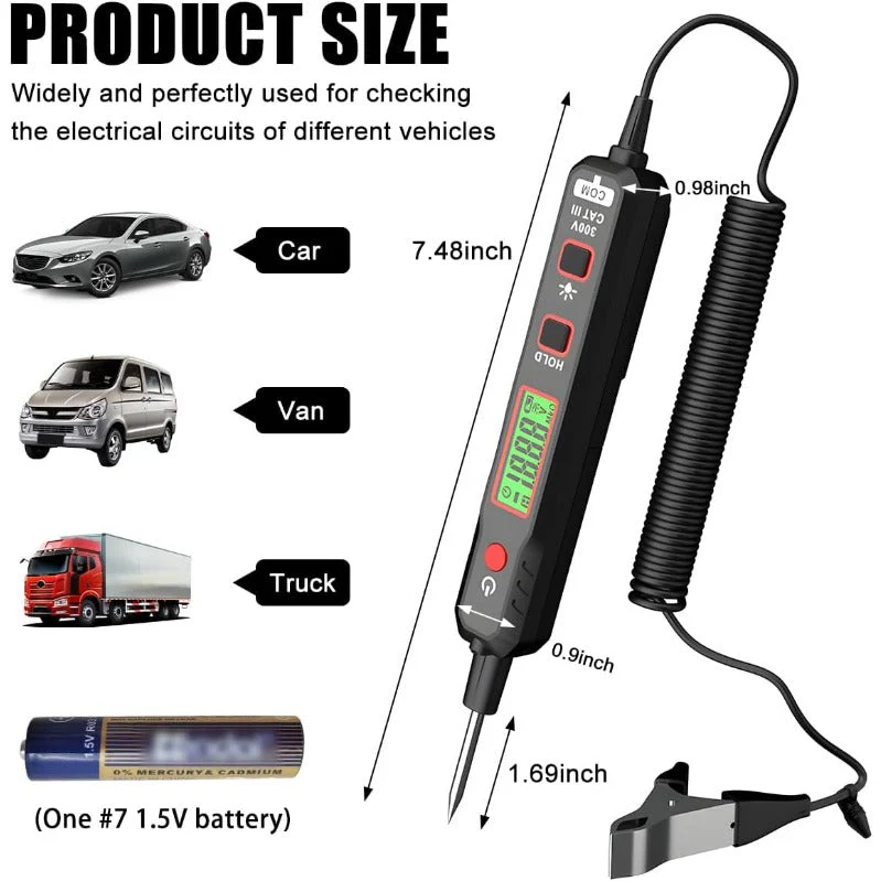 Smart LCD Circuit Tester – AC/DC 3–300V, Continuity & Resistance - Image 2
