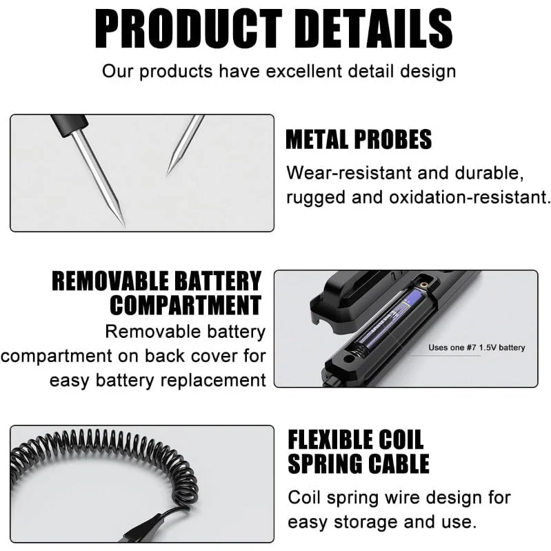 Smart LCD Circuit Tester – AC/DC 3–300V, Continuity & Resistance - Image 3