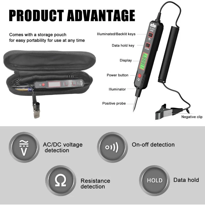 Smart LCD Circuit Tester – AC/DC 3–300V, Continuity & Resistance - Image 4