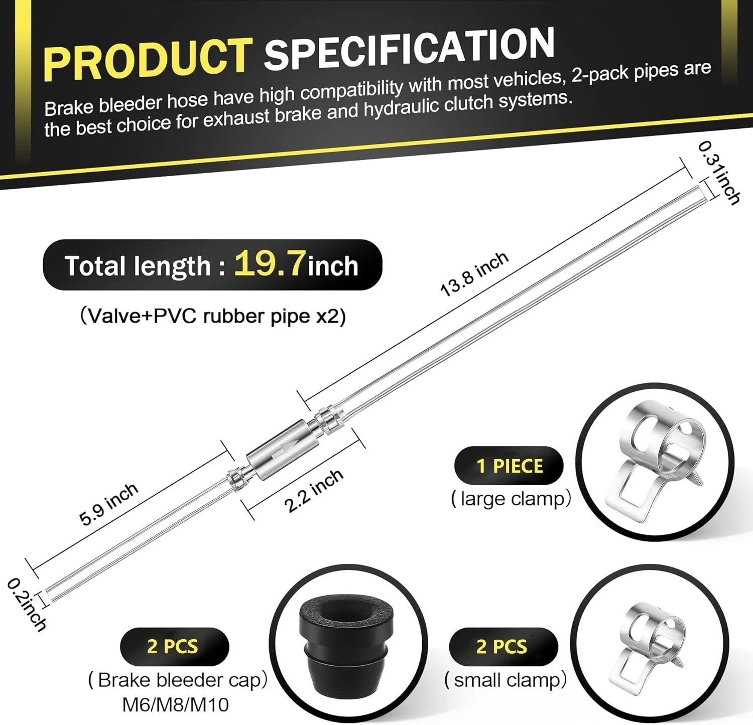 Universal One-Way Brake Bleeder Hose Kit with Check Valve - Image 8